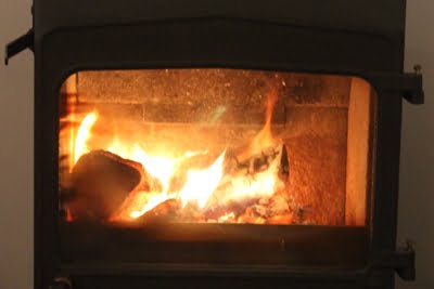 Blazing fire in a stove