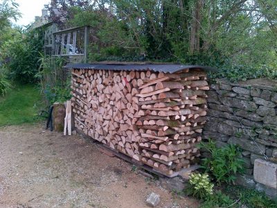 Craftily stacked logs in Gloucestershire